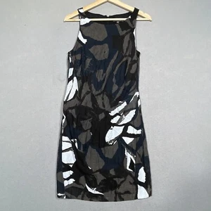 Vince Dress Women Size 4 Black Sleeveless Abstract Print Knee Length Cocktail - Picture 1 of 10