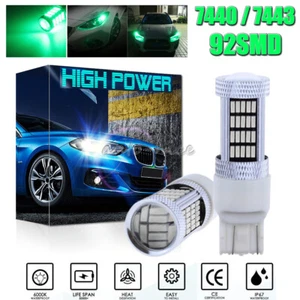 2x 92SMD 7443 7515 T20 Daytime Running Light High Power Green Led Projector Bulb - Picture 1 of 11
