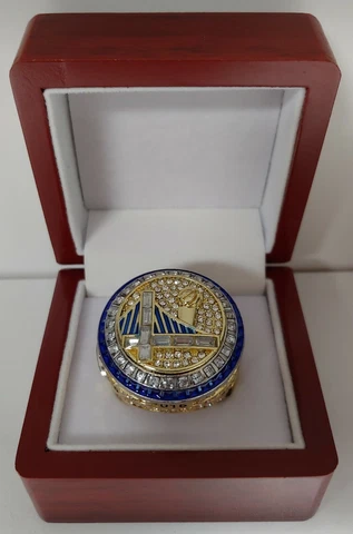 Kevin Durant - 2017 Golden State Warriors Championship Ring W Wooden Display Box Cover