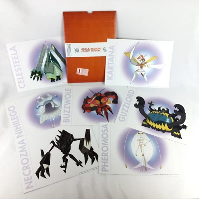 Nintendo Pokemon Art Lithograph Illustration x 7 Front/Back Alola Region Concept - Image 1 of 4