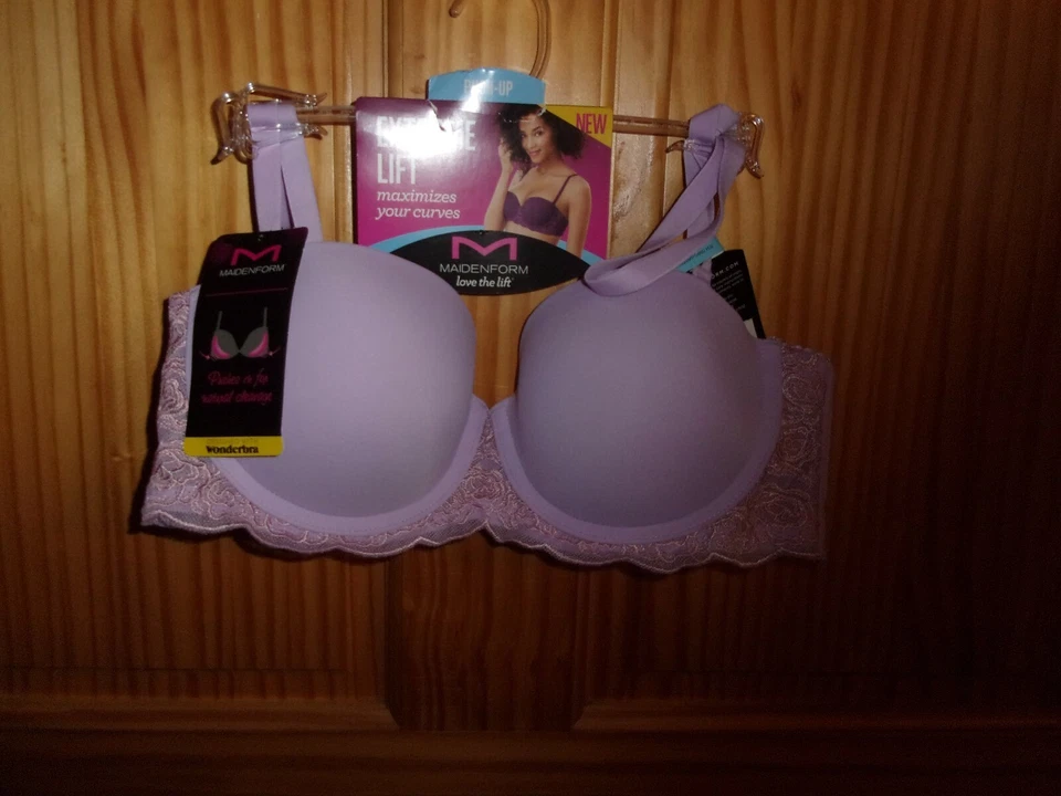 Maidenform Extreme Lift push up convertible Balconette bra 34C Purple lace
