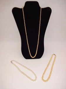 3 Vintage Faux Pearl Single Strand Necklaces 1 Monet 1 Japan Beige Ivory White - Picture 1 of 3