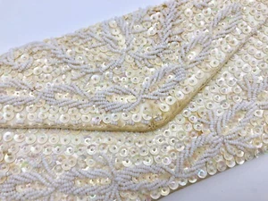Vintage handgefertigte weiße Aurora Borealis Pailletten Clutch Handtasche zum Reparieren (RF956) - Bild 1 von 10