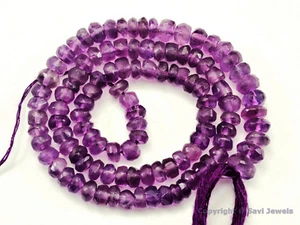 Cuentas de piedras preciosas rondelle facetadas de amatista de 3 mm/3,5 mm/4 mm 13,5" str (seleccionar tamaño A) - Imagen 1 de 2