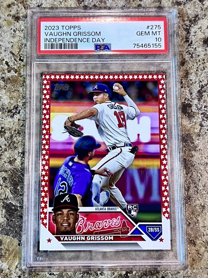 VAUGHN GRISSOM 2023 TOPPS INDEPENDENCE DAY ROOKIE CARD #’d /76 PSA GEM MINT 10 - Image 1 of 4