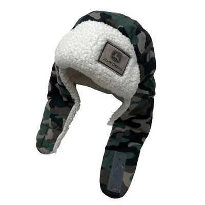 Sombrero trampero camuflado John Deere para niños pequeños forrado de lana invierno cálido orejeras Foto 1 de 4