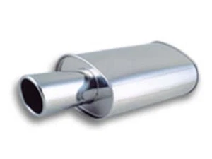 Vibrant Turbo Oval Muffler 4in Round Tip Angle Cut Rolled Edge 4in Inlet 1042 - Foto 1 di 3