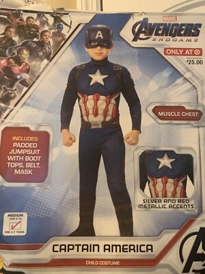 Marvel Vengadores CAPITÁN AMÉRICA Niños Disfraz Halloween M 5/7 Años Nuevo Disney Foto 1 de 3