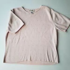 Talbots Women's Size Medium Rose Pink Knit Cotton Top Short Sleeve - Picture 1 of 4