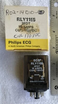 RLY 1155 Philips ECG 11 Octal Pin Relay R02-14D10-110 10A 110Vdc - Image 1 of 4