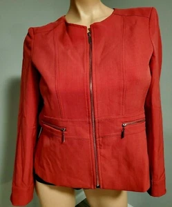PREMISE Women's Front Zip Up RED Jacket Sz 10 Pockets No Collar ~ New With Tags - Picture 1 of 9
