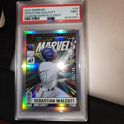 Donruss Diamond Marvels Holo #18 2024 Sebastian Walcott RC 154/199 TEXAS - PSA 9 Foto 1 de 3