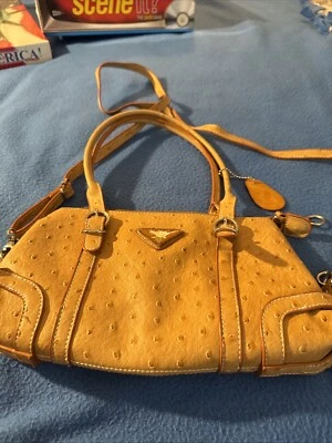 NYC аксессуар сумочки желтовато-коричневый наплечная сумка женщины 10 X 6 дюймов ремень 20 дюймов VGC - Изображение 1 из 4