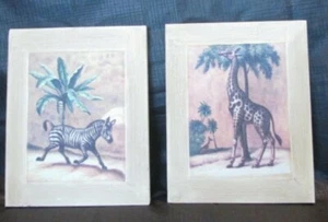 Zebra and Giraffe Canvas Prints Wall Hangings for a Safari Room - Picture 1 of 4