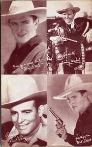 c1940's Arcade PostCard Cowboy Stars Bob Steele, Paul Perry, Jimmy Wakely - Imagen 1 de 2