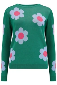 SugarHill Rowena Pullover Grün Retro Blumen Ethische Mode Nachhaltig UK - Bild 1 von 7