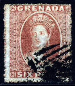 Grenada Queen Victoria 1863 6d. Rose Wmk Small Star Rough Perf. 15 SG 6 ss - Bild 1 von 2