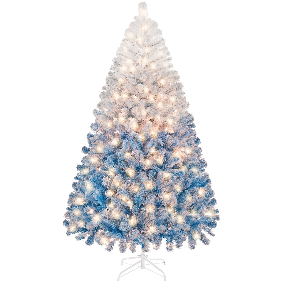 6/7.5ft Pre-lit Flocked Artificial Christmas Tree with Metal Foldable Stand - Image 1 of 1