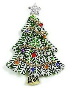 2008 AVON 4th Annual Christmas Tree Rhinestone Brooch Pin NEW IN BOX - Picture 1 of 1