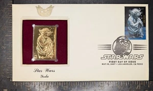 STAR WARS - YODA Gold Plated First Day Cover - May 25 2007 - Disney - MINT - Picture 1 of 6