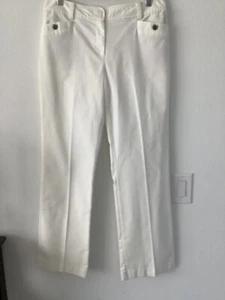 Ann Taylor White Curvy Fit Pants with Silver Buttons on Pockets Size 8 - Picture 1 of 5