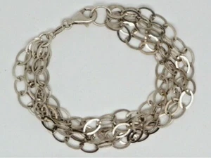 925 Milor Italien Armband Sterlingsilber 5-reihig mehrere Strang ovale Glieder 7,5" - Bild 1 von 8