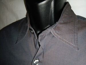 Men's Steven Alan XL long sleeve cotton gray faded shirt reverse collar 