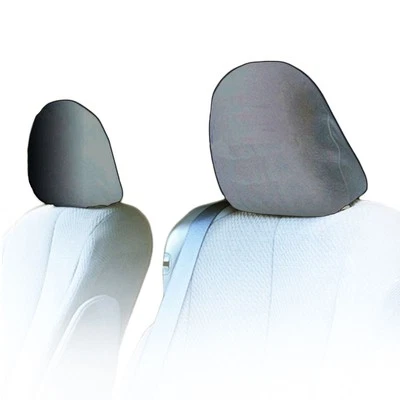 Set of 2 Solid Grey Cloth Car Headrest Covers with Foam Backing for Honda - Image 1 of 4