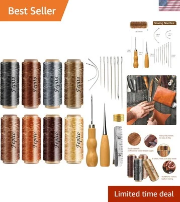 Kit de costura de cuero todo en uno 21 piezas: 8 hilos encerados de colores para la artesanía definitiva Foto 1 de 4
