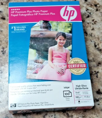 HP Premium Plus Photo Paper High Glass 4X6 Borderless 75 lb 100 sheets - Image 1 of 4