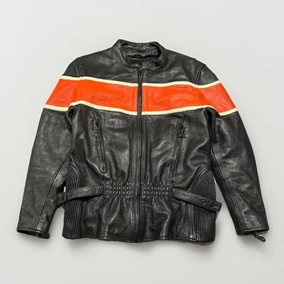 Chaqueta cálida Leather Gallery para mujer negra naranja 3M forrada con aislamiento para motociclista L Foto 1 de 4