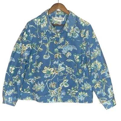 Chaqueta vaquera con estampado floral para mujer Appleseeds talla 16 azul Cottagecore Bloomcore Foto 1 de 4