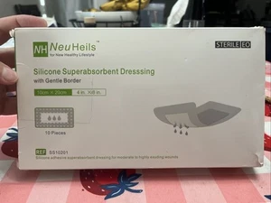 NeuHeils Silicone Super Absorbent Dressing 4''x 8'' 10 Pack, Absorbent Pad - Picture 1 of 3