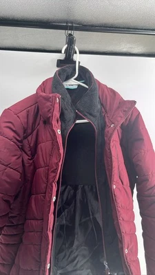 Free Country Women's Burgundy Puffer Jacket Quilted Sherpa Lined Full Zip Sz L - Image 1 of 3