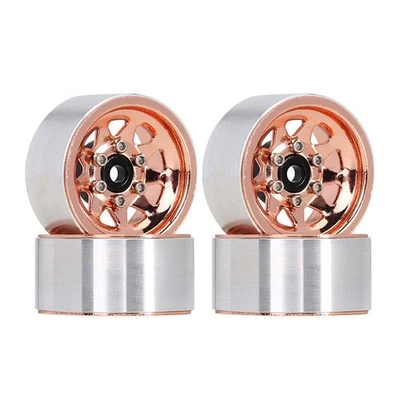 4PCS 1.0" Deep Dish Steel Beadlock Wheel Rims &Tires for Axial SCX24 AX24 TRX4M - Image 1 of 4