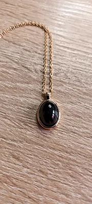 Goldkette mit Obsidananhänger - Bild 1 von 3