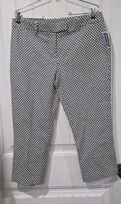 ADRIENNE VITTADINI женщин темно-синий и белый узор платье брюки размер 10 - новый с Ярлыками - Изображение 1 из 4