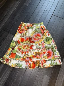 Oilily Flower Skirt Girls Size 7-8 Flower Print Red Green Crème Yellow Boutique - Picture 1 of 4