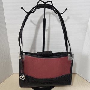 Brighton Leather Shoulder Bag Red Black Heart Fob No.168754 Purse - Picture 1 of 11