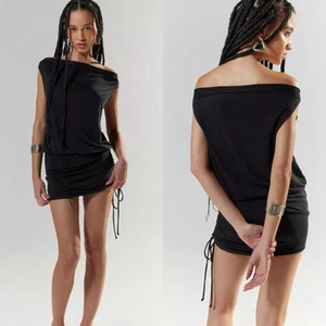 Silence + Noise Cynthia One Shoulder Mini Dress Ruched Grunge Disco Size XS - Picture 1 of 11