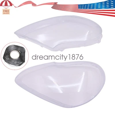 Par de cubiertas de lente de faros carcasa + pegamento transparente para Porsche Cayenne 2003 2004 2005 06 Foto 1 de 4