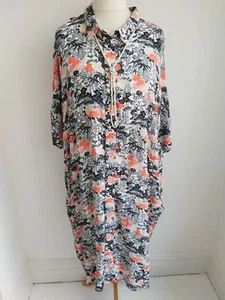 KIN JOHN LEWIS Dress Red Black White Shirt Dress Lagenlook XS UK 10 to 14 48" ch - Picture 1 of 10