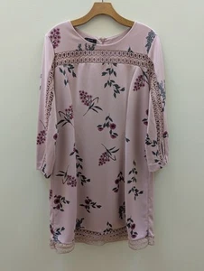 Alfani Womens Pink Floral Illusion Lace Shift Dress SZ 14 - Picture 1 of 10