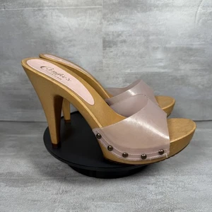 Zapatos Candie's Mujer Talla 9 39 Nude Plataforma Transparente Tacón Alto Tachonado Hecho en Italia - Imagen 1 de 10