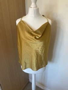 River Island Yellow/mustard Chain Strap Cami Top -size 8 - Picture 1 of 3