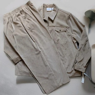 Conjunto de 2 Calças Jaqueta Alfred Dunner Tamanho 20W Country Harvest Bege Aveia - Imagem 1 de 4