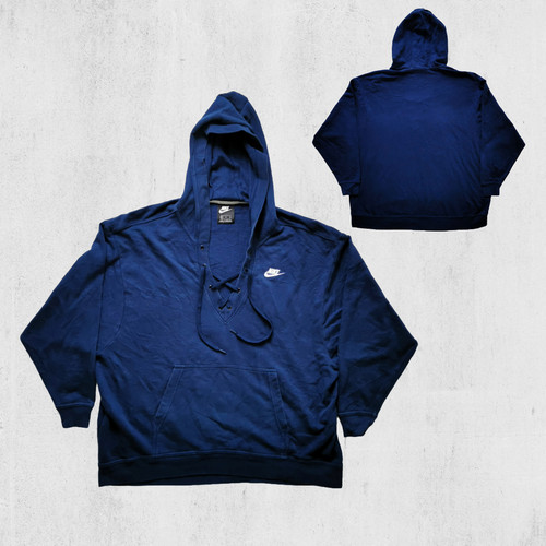 SACAI Nike Casual Sport Logo anni 2000 Felpa con Cappuccio Oversized con Lacci Blu Size XL