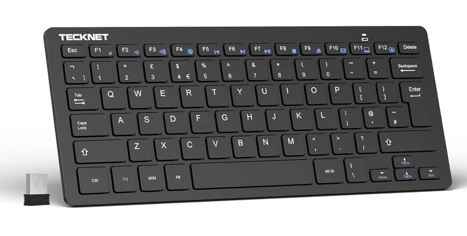 TECKNET 2.4G Wireless Keyboard For Windows/Chrome OS, UK Layout Compact Mini  - Image 1 of 4