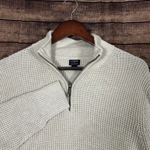 J Crew Mens Size Large Honeycomb Knit Half Zip Pullover Sweater Natural  Beige  - Picture 1 of 7