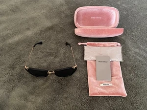 Miu Miu New Black/Gold Sunglasses,Case SMU1ON 55-24 1AB 1A1 140 3N,made in Italy - Picture 1 of 11
